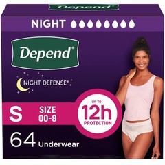 64 Count Depend Night Defense Adult Incontinence & Postpartum Bladder Leak Small