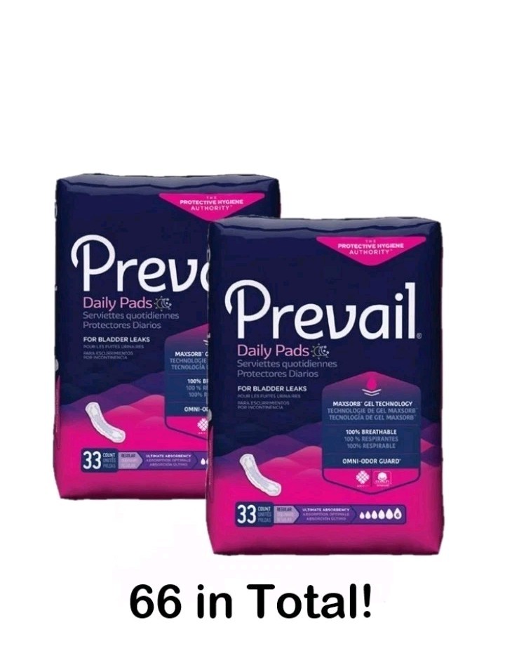 Two (2) Packs of Prevail Ultimate Bladder Control Daily Pads (66 in total)