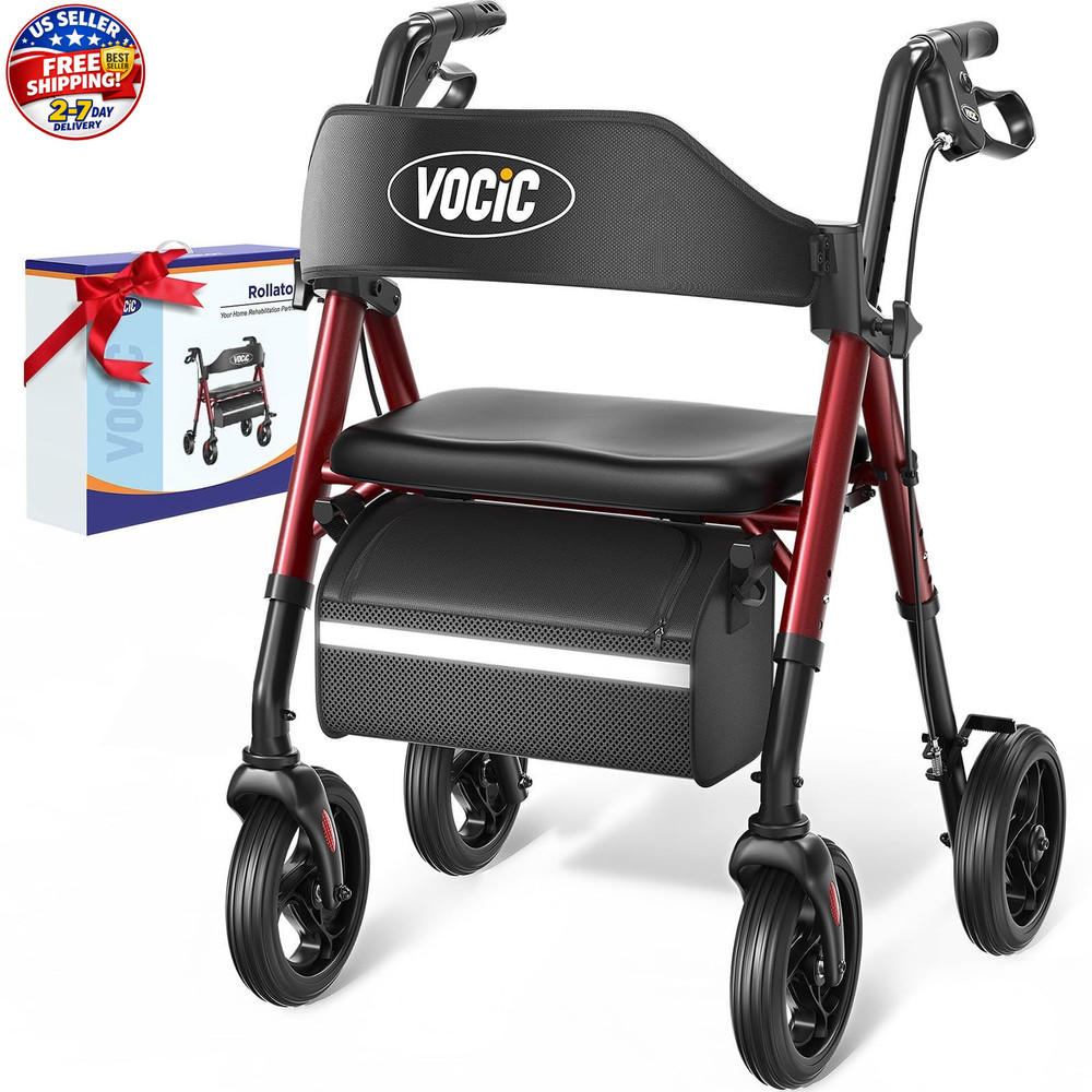 Walkers for Seniors, Z21 Rollator Walker with Seat Supports 350lb, 8″ Big Wheels