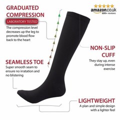 (3 Pairs) Copper Socks 30-40mmHg Graduated Support Mens Womens Compression S-XL
