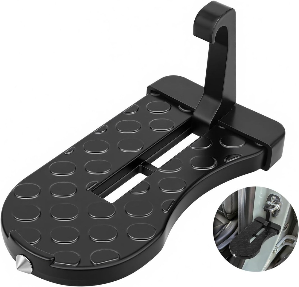 Car Door Step, Aluminum with 400lb Capacity, Anti-Slip Surface, Foldable for