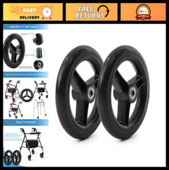 6-Inch Replacement Wheels for Rollator Walker, Wear-Resistant PU Tires, All Terr