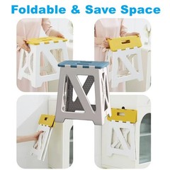Foldable Anti-Slip Bath Shower Chair for Seniors – Blue Safety Seat Stool 15.7″