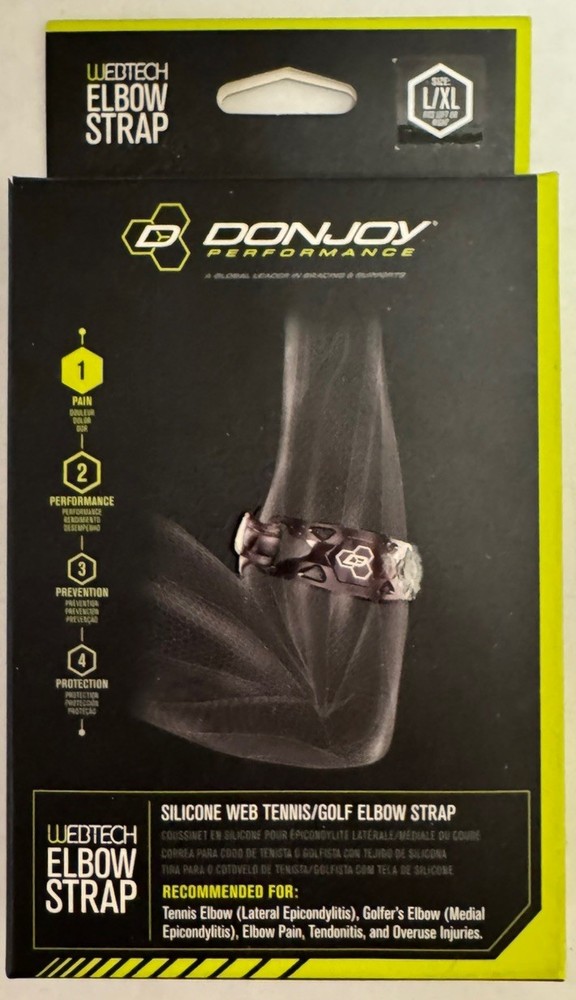 DonJoy Unisex Performance Silicone Tennis/Golf Elbow Strap L/XL Tendonitis