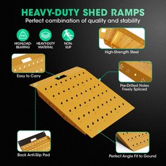 29″ x 24″ Shed Ramp – Yellow Loading Ramp for Riding Mower 900 LB Capacity Alloy