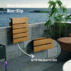 Handmade Teak Wood Folding Shower Seat Wall Mounted & Premium Quality