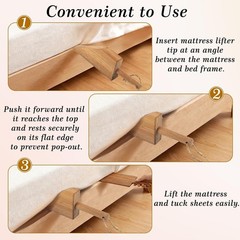 Mattress Lifter & Bed Sheet Tucker Tool Set, Acacia Wood for Changing Sheets .