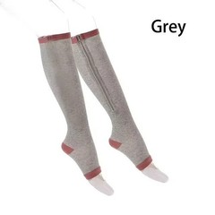 Open Toe Compression Socks 1 Pair Knee High Zipper Support Stockings Unisex