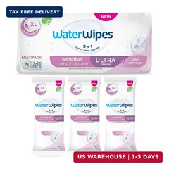 WaterWipes Sensitive Personal Care Ultra, Incontinence Wipes, Odor Removal, Heav