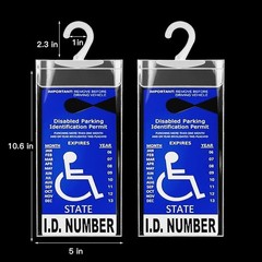 2x Handicap Placard Holder Auto Ultra Transparent Disabled Parking Permit Sign