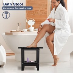 HDPE Shower Stool Bathroom Bench with Storage Shelf Water Resistant