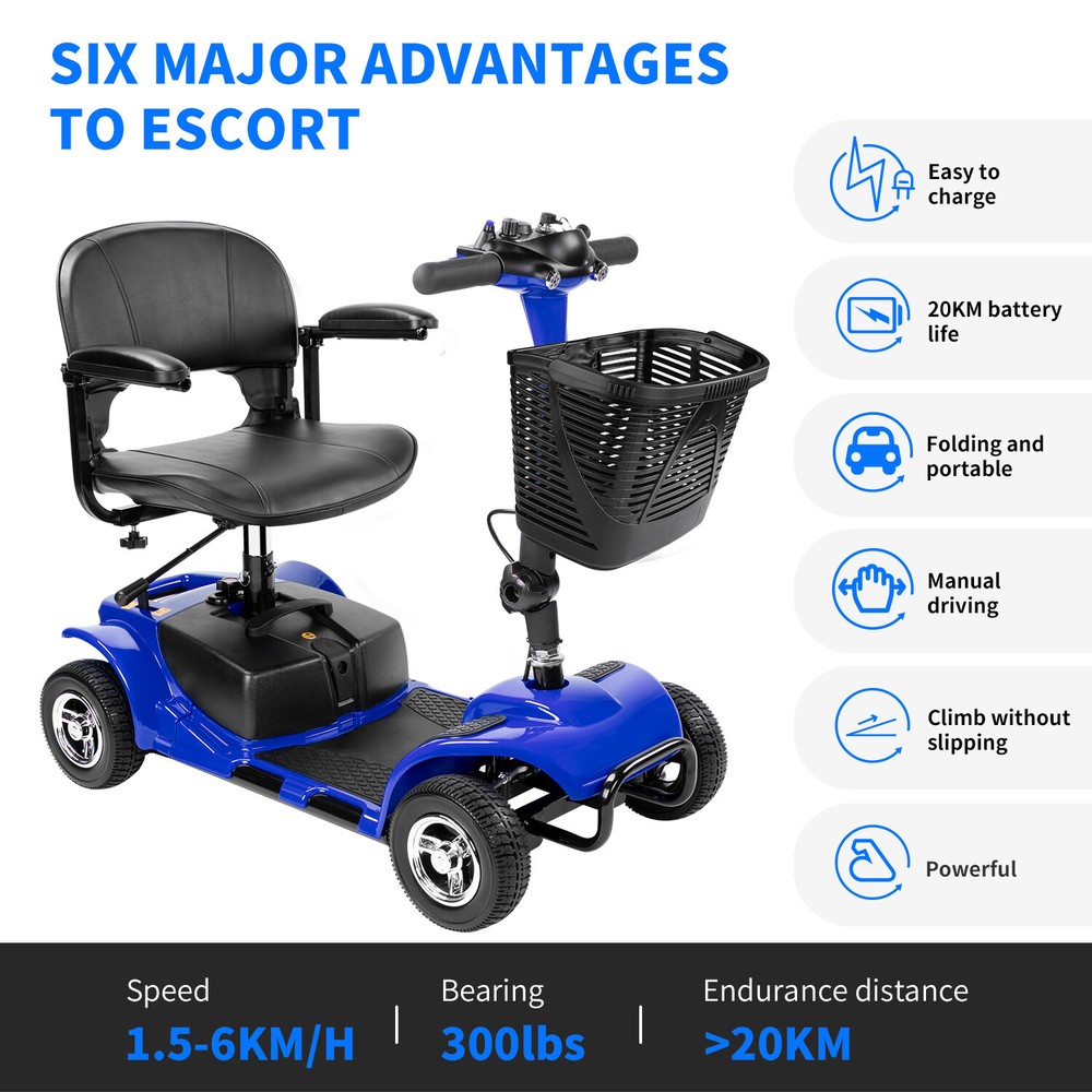 4 Wheels Mobility Scooter 200W Power Electric Wheelchairs Heavy Duty for Seniors