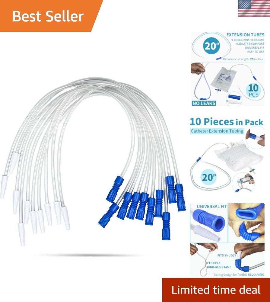 10 Pack 20 Inch Leg Bag Extension Tubing – Flexible, Latex-Free Drainage Hose…
