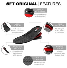6FT CLUB Height Increase Insole 2.35 inch Adjustable Taller Elevation Shoe Lift