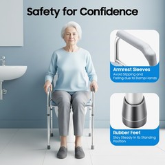 25.2-29.13in Raised Toilet Seat Riser w/ Arms For Elderly Handicap Bathroom USA
