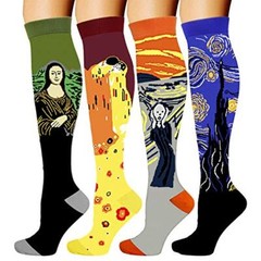 4 Pairs Compression Socks 20-30 mmHg Knee High Stockings, Large/Extra Large