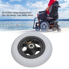 6in Electric Wheelchair Wheel Noiseless Aluminum Alloy Hub Rubber Inflatable BEA
