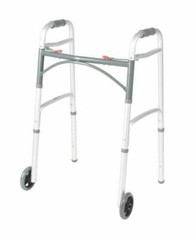 Drive 10210 4ASM Deluxe Two Button Folding Walker with 5 inch Wheels – Silver
