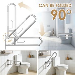 Toilet Grab Bar Support Rail 29.5in Flip Up Stainless Steel Paper Holder Hand To