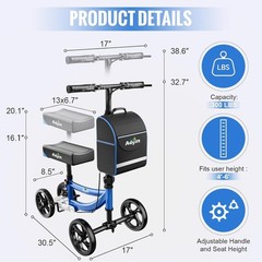 Knee Scooter for Adults for Footinjuries, 300Lbs Capacity, All Terrain Foldable