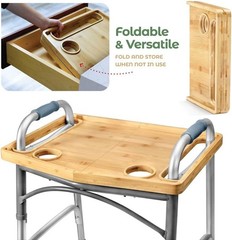 Foldable Bamboo Walker Tray – Lightweight and Spacious for Meals, Crafts, & More