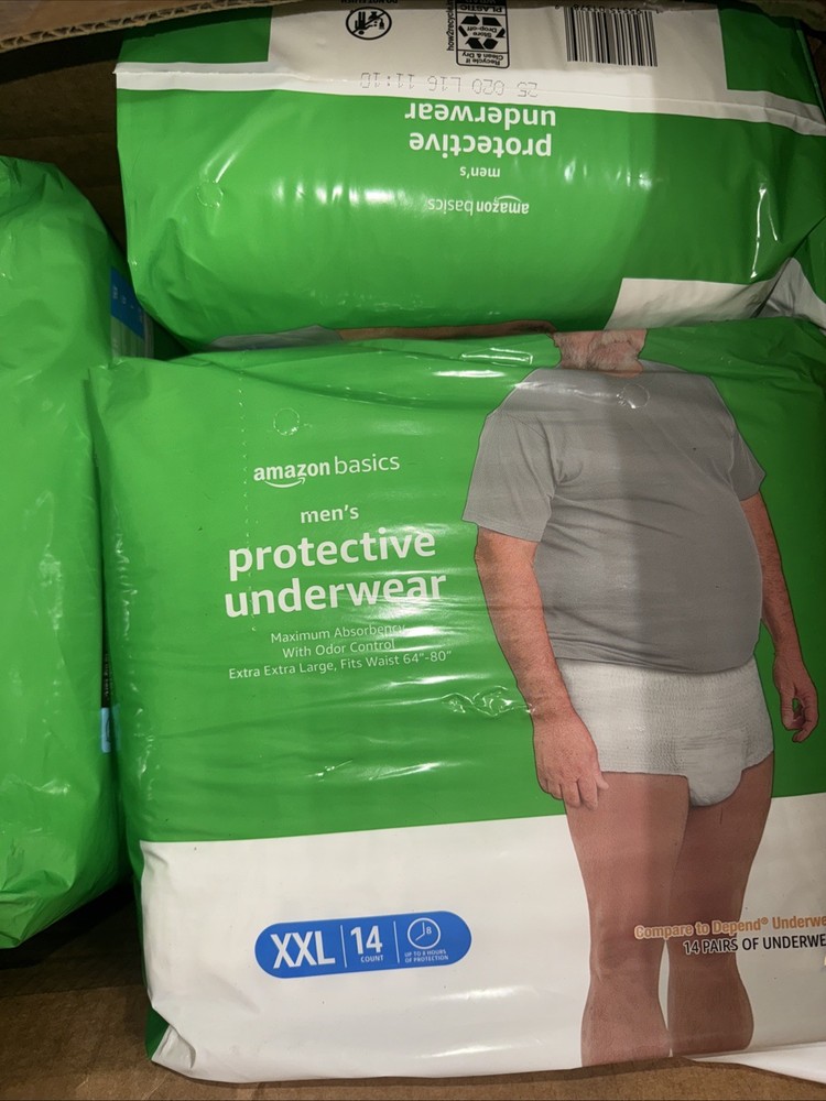 Amazon Basics Men’s Protective Underwear XXL Maximum Absorbency X 14 Pcs