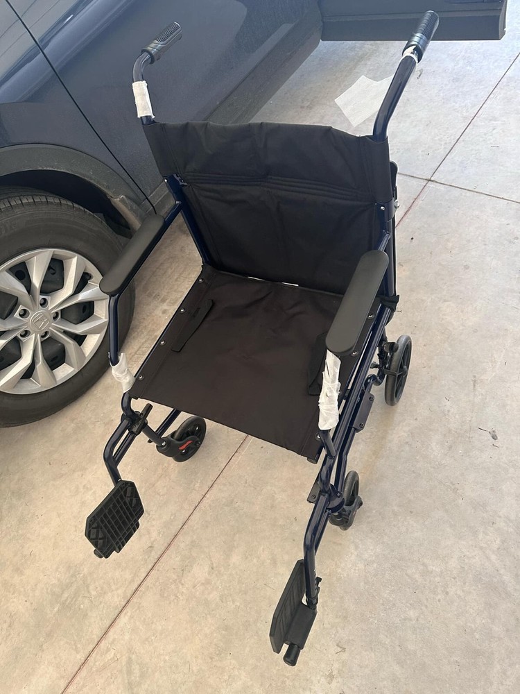 Equate Steel Folding Transport Wheelchair with 19″ Seat, Black, 300 lb Capacity