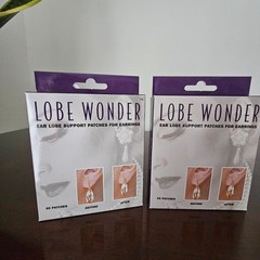 2 Boxes LOBE WONDER 120 Ear Lobe Support Patches for pierced ears New in Box