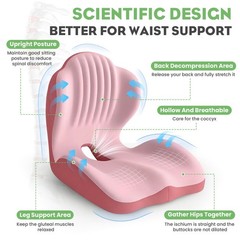Memory Foam Seat Cushion with Back Support Orthopedic Tailbone Pain Relief Cush