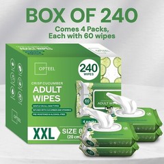 Adult Wipes For Elderly Softly Scented – 8×13″ 240ct (4 Packs of 60)