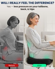 Memory Foam Seat Cushion with Cooling Gel – Ergonomic Tailbone Pain Relief for O