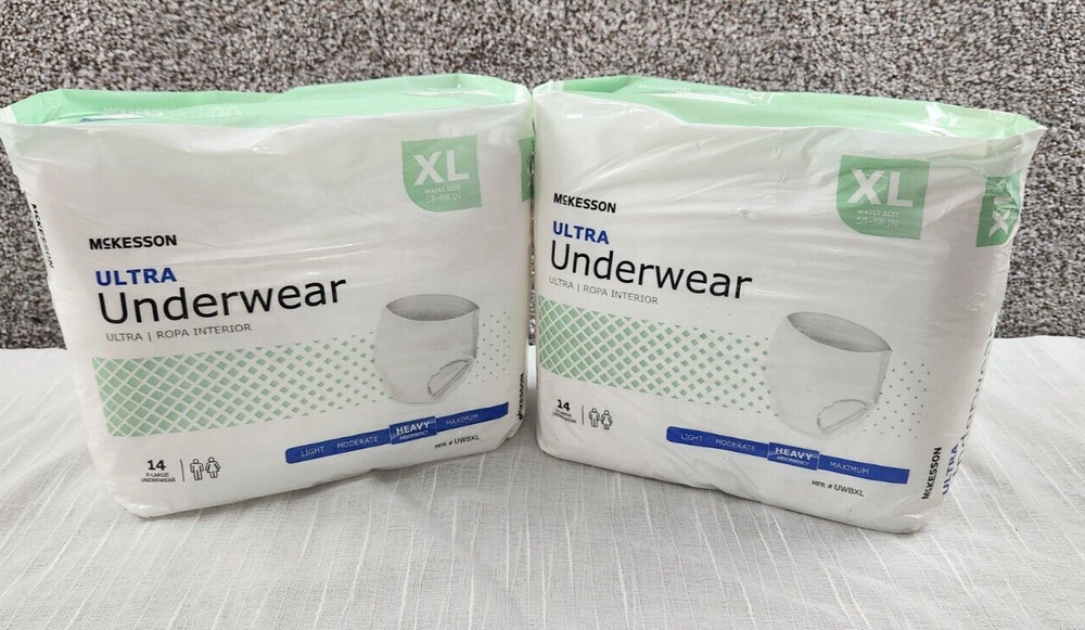 McKesson Ultra Underwear Size XL 58-68 Waist 2 Pack Heavy Adult Diapers 14 Count