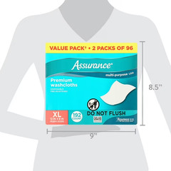 (2 pack) Assurance Disposable and Pre-Moistened Premium Extra Large Washcloths f