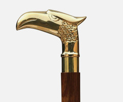 Brass Eagle Head Walking Cane Wooden Shaft Handmade Gentleman Walking Stick Gift