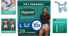 Adult Diapers Men Large Grey 28Count Disposable Incontinence Underwear