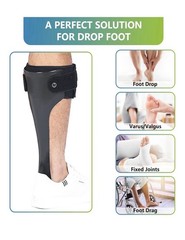 Komzer AFO Drop Foot Brace Orthosis L-Right Adjustable Polyethylene Black