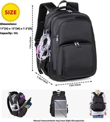 Black Enteral Feeding Tube Backpack for Adults with Multi-Compartment Storage