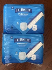 2 MEDLINE Fitright Fit Right Adult Protective Underwear Small 20-28″ Pack of 22