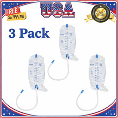 3 Pack Easy-Tap Catheter Leg Bag Urinary Drainage Bag, 1000Ml, Anti-Reflux 32 Oz