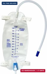 lifevv 3 Pack Easy-Tap Leg Bag Urinary Drainage Bag, 32 Oz with 3 18″ Tubing, An