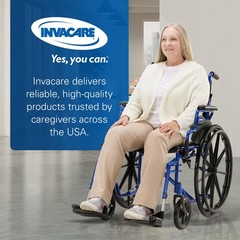 Invacare Folding Wheelchair with 20″ Seat, Removable Arms, Footrests – Blue