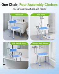 Wide Shower Chair for Inside Shower, Stable Bracing Design, 400 lbs