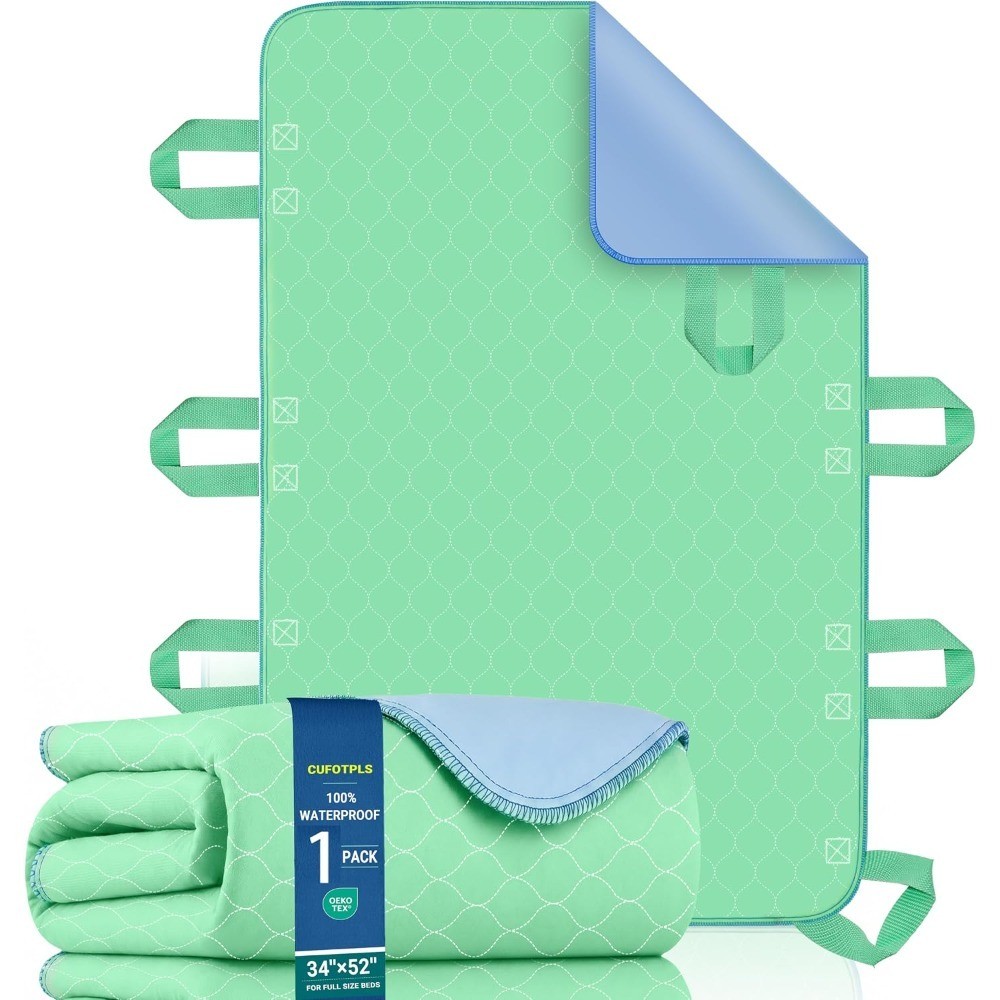 Positioning Bed Pad with 8 Reinforced Handles-34 x 52″-Reusable and Washable