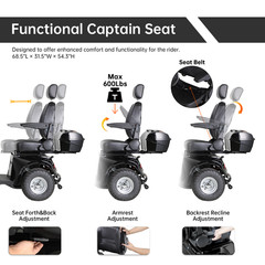1000W Four-Wheel Mobility Scooter Heavy Duty All-Terrain Electric Scooter 600lbs
