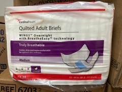 CARDINAL HEALTH Quilted Adult Briefs Wings Overnight CASE OF 4 PACKS 48 Total