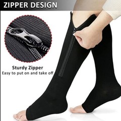 20-30mmgh Compression Socks Vital Flight Zipper Design Closure Open Toe Stocking