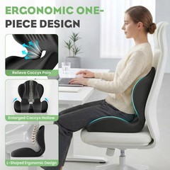 Memory Foam Seat Cushion with Back Support Orthopedic Tailbone Pain Relief Cush