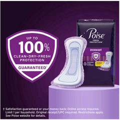 Poise Overnight Incontinence & Postpartum Pads for Bladder Leaks, 96 Count