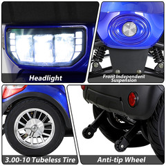 Heavy Duty 4-Wheel Electric Mobility Scooter for Adult Senior 800W 31Miles 15mph