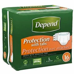 Depend Adult Incontinent Brief, Tab Closure, Large / X-Large, Case of 48